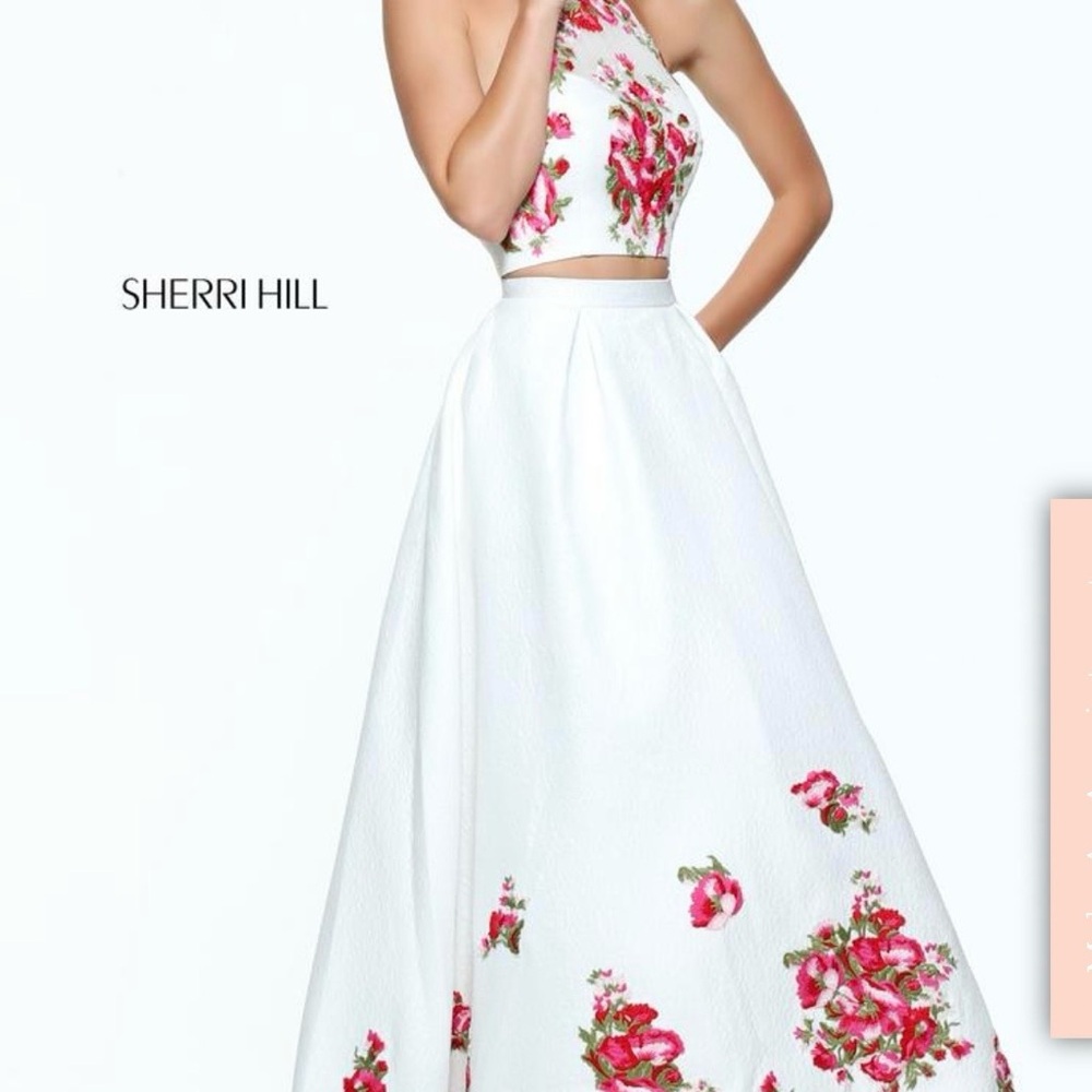 Sherri Hill Black Floral Two-Piece Prom Dress style #51042 - $650.00